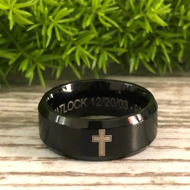 Titanium Rings, Personalized His & Hers Couples Ring Set, 8mm/6mm  Anniversary Ring Set
