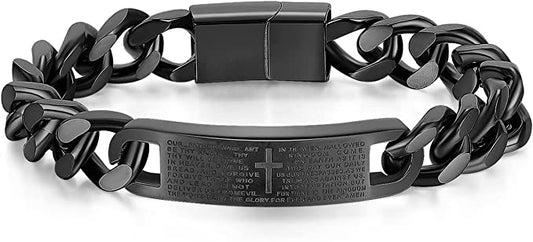 Personalized Bracelet for Men 20mm Black Stainless Steel ID Bracelet Custom Gift for For Men SSB236-B