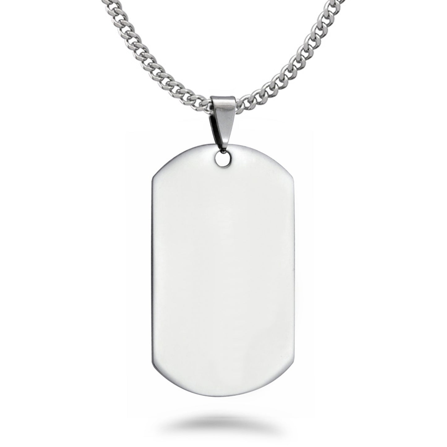Stainless Steel Dog Tag Necklace for Men, Personalized Dog Tag Pendant with Curb Chain Necklace 24 Inches SSN839-S