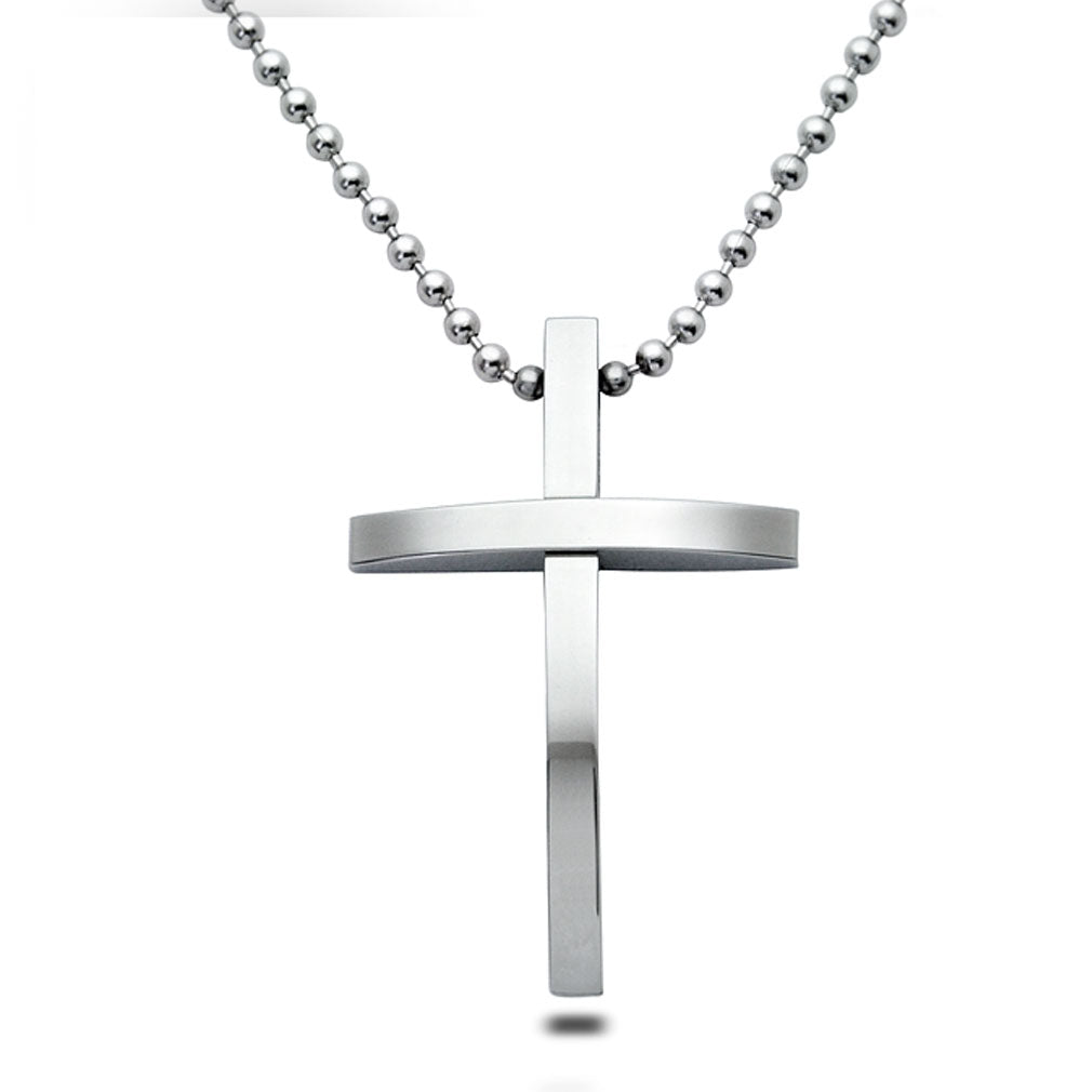 Cross Necklace for Men and Women Polished Stainless Steel Cross Pendant Necklace 24 Inches Chain SSN056 (Copy)