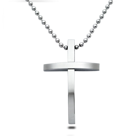 Cross Necklace for Men and Women Polished Stainless Steel Cross Pendant Necklace 24 Inches Chain SSN056 (Copy)