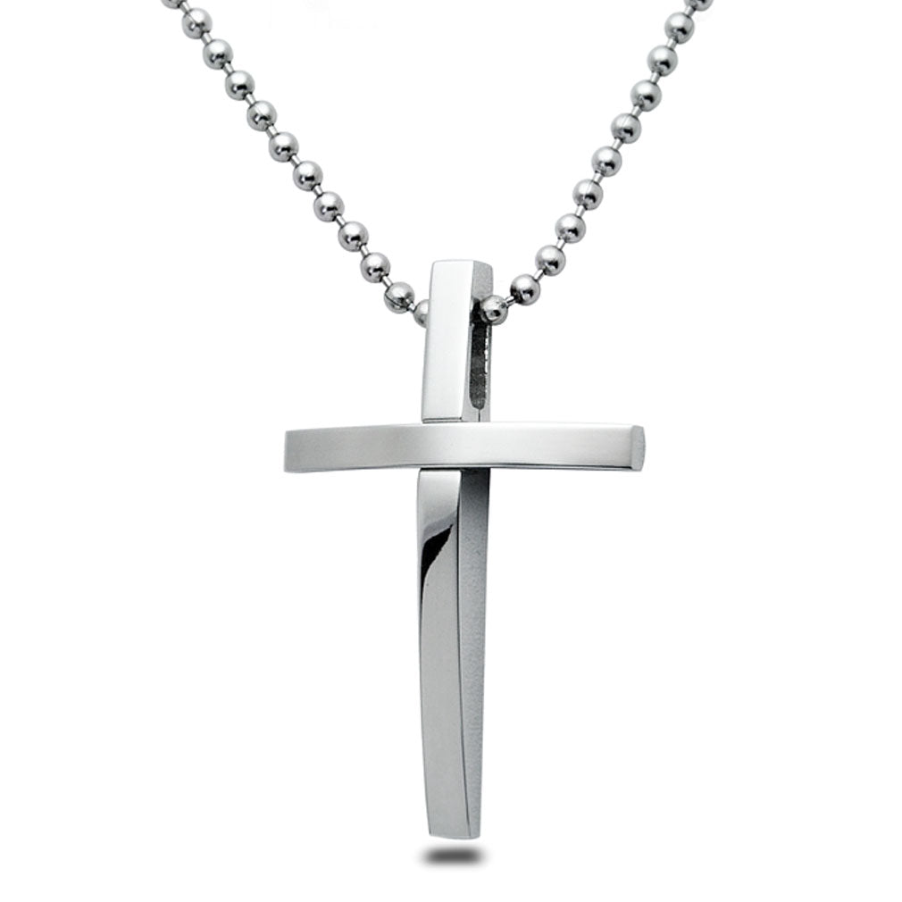 Cross Necklace for Men and Women Polished Stainless Steel Cross Pendant Necklace 24 Inches Chain SSN056 (Copy)