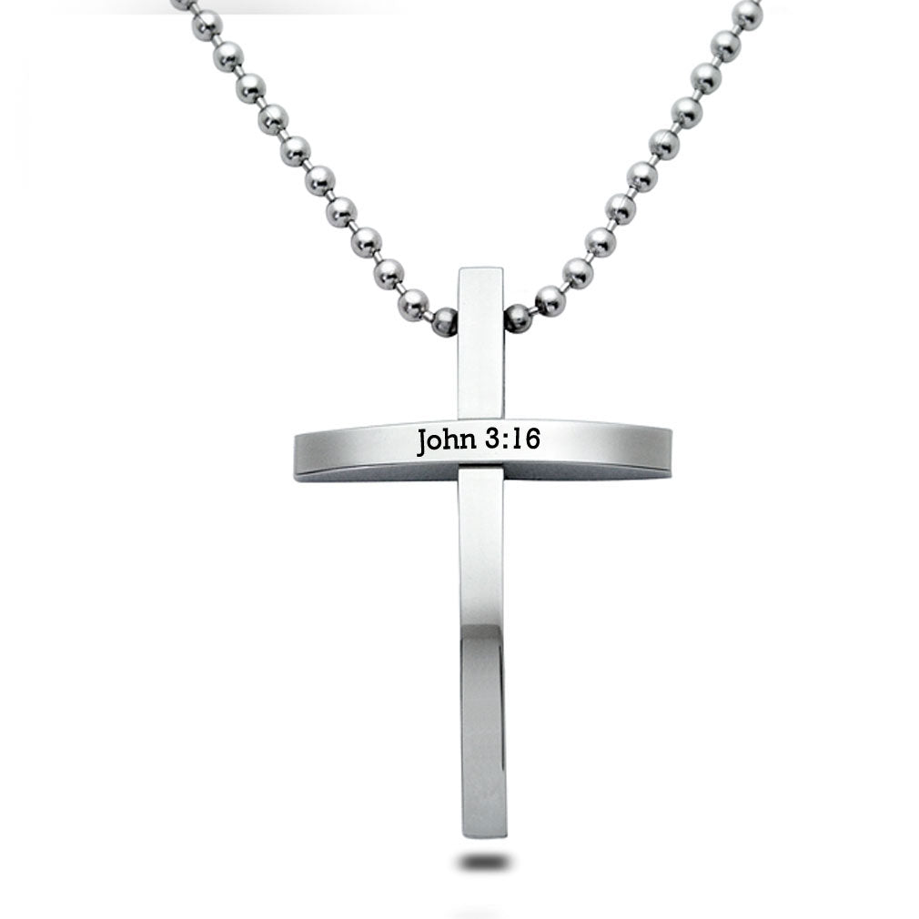 2pcs Personalized Cross Necklace for Men and Women Polished Stainless Steel Cross Pendant Necklace 24 Inches Chain SSN151/SSN056