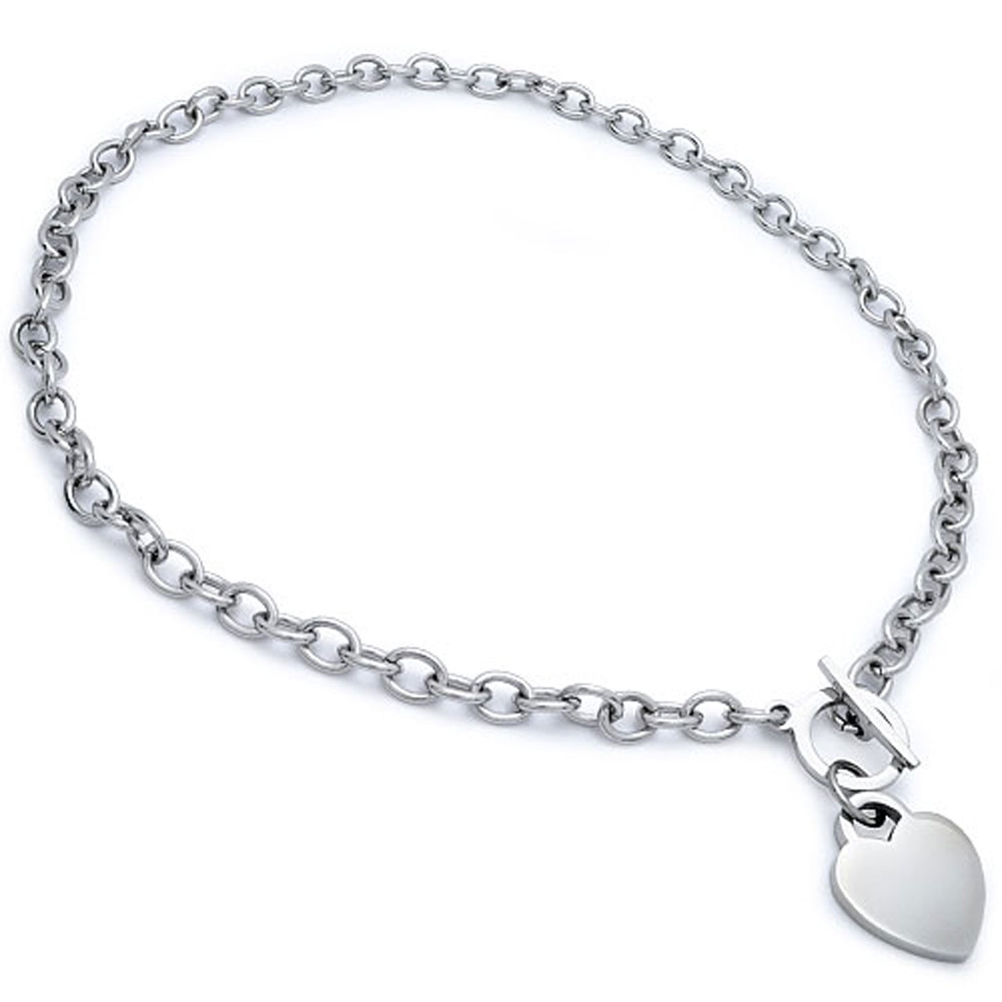 Heart Necklace, Personalized Stainless Steel Heart Toggle Necklace 18 Inch SSN100