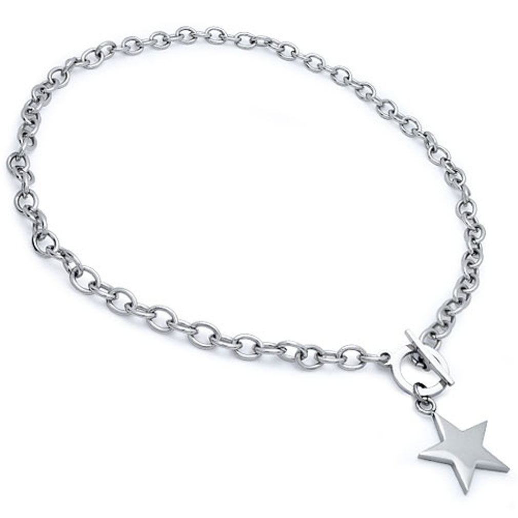 Star Necklace, Personalized Stainless Steel Star Toggle Necklace 18 Inches SSN105