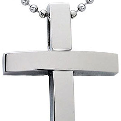 Personalized Cross Necklace for Men Polished Stainless Steel Cross Pendant Necklace 24 Inches Chain SSN151