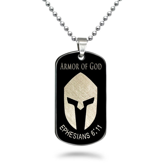 Stainless Steel Dog Tag Necklace for Men, Black Dog Tag Pendant with 24 Inches Bead Chain Necklace