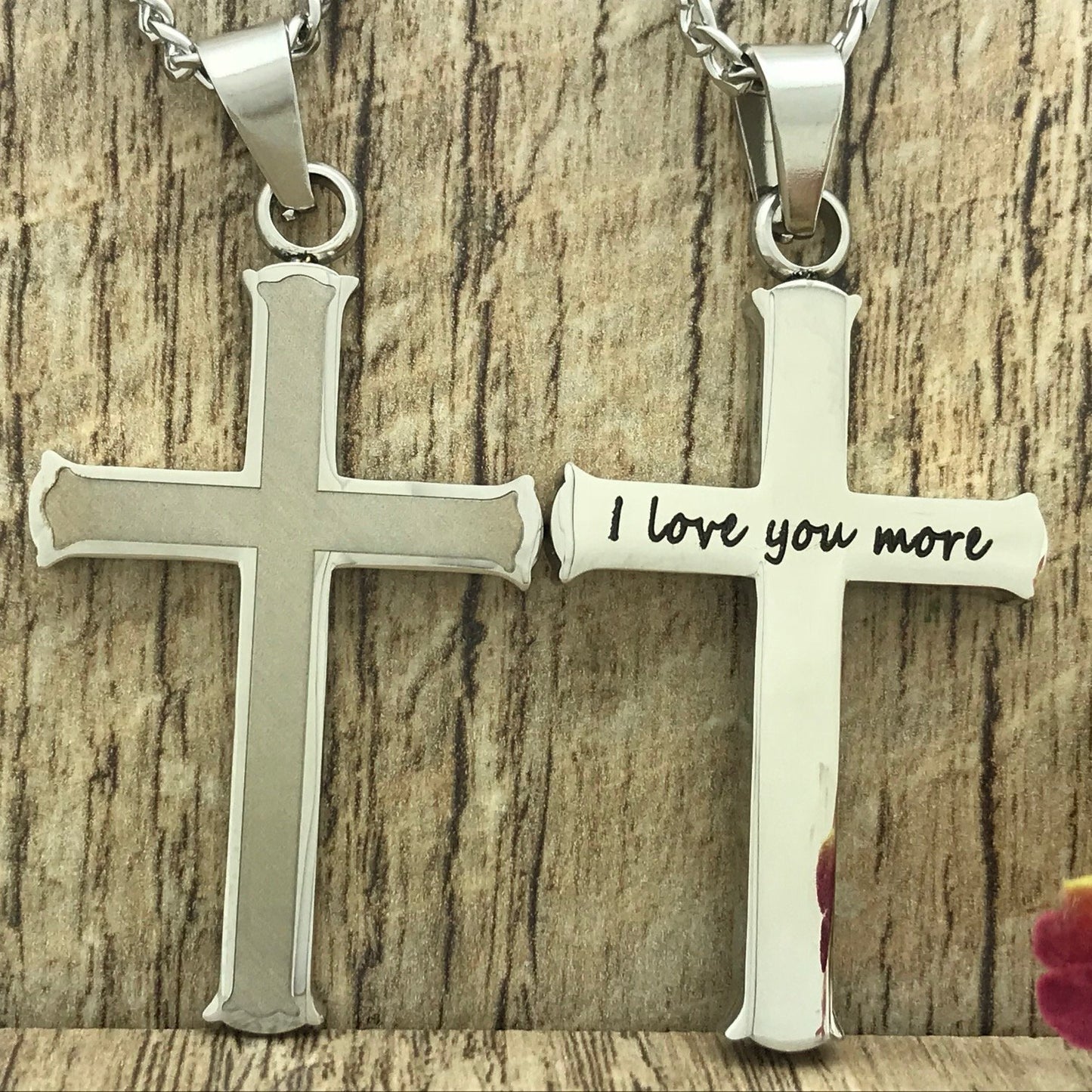 Personalized Cross Necklace forn Men Polished Stainless Steel Cross Pendant Necklace 24 Inches Chain SSN5488