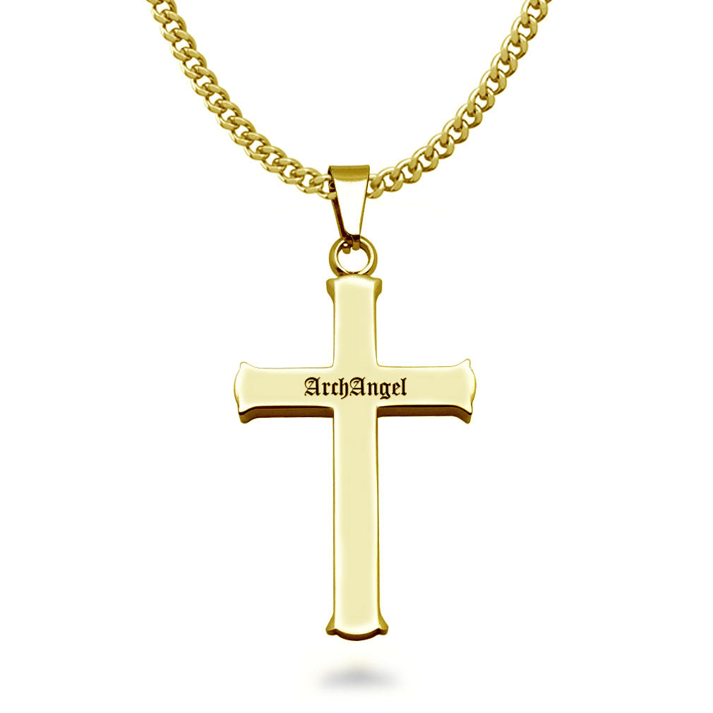 Philippians 4:13 Cross Necklace for Men Strength Bible Verse I CAN DO ALL THINGS Pendant Stainless Steel Chain Meaningful Jewelry Gift  SSN541-G