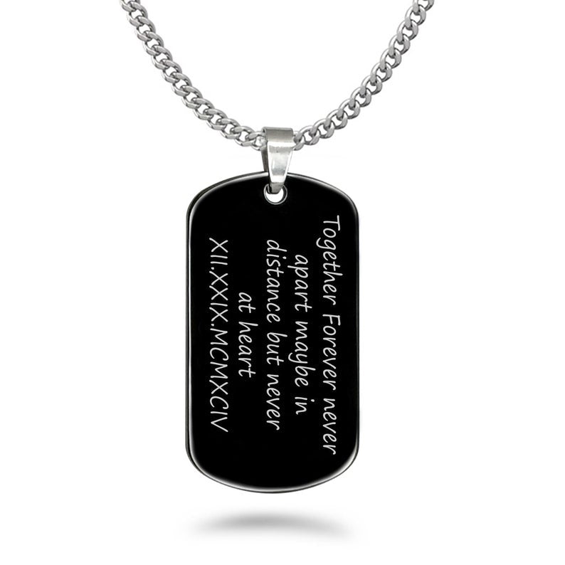 Stainless Steel Dog Tag Necklace with Cross Design, Black Dog Tag Necklace for Men and Women, Religious Jewelry