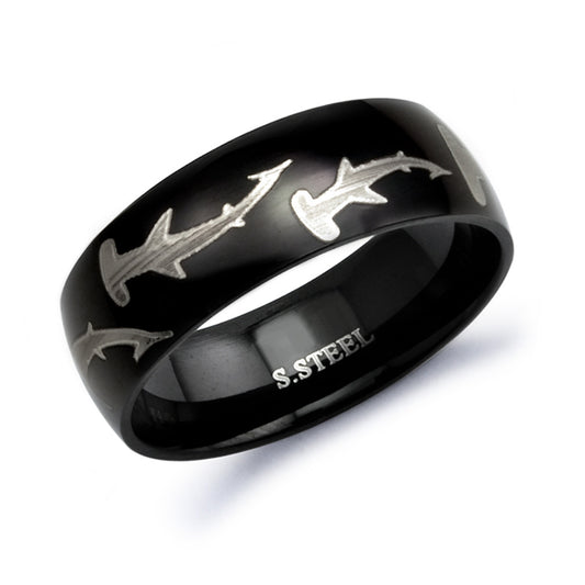 Hammerhead Shark Ring, Personalized Stainless Steel Ring for Men Customized Promise Ring SSR407