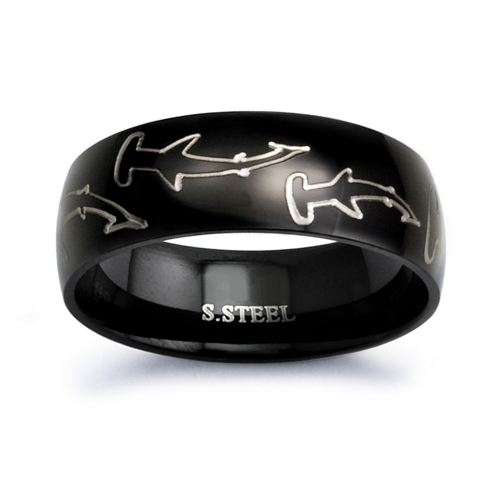 Shark Ring Personalized Stainless Steel Ring for Men Polished Classic Dome Ring Customized Promise Ring SSR408