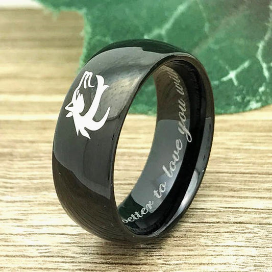 Wolf Ring Personalized Stainless Steel Ring for Men Polished Classic Dome Ring Customized Promise Ring SSR726