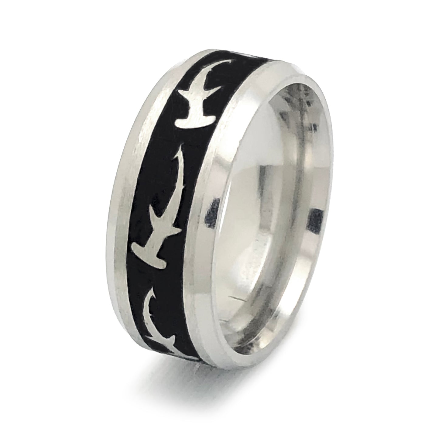 Hammerhead Shark Titanium Ring, Personalized Ring, Sea Shark Jewelry Ocean Gifts for Women Men TRB296