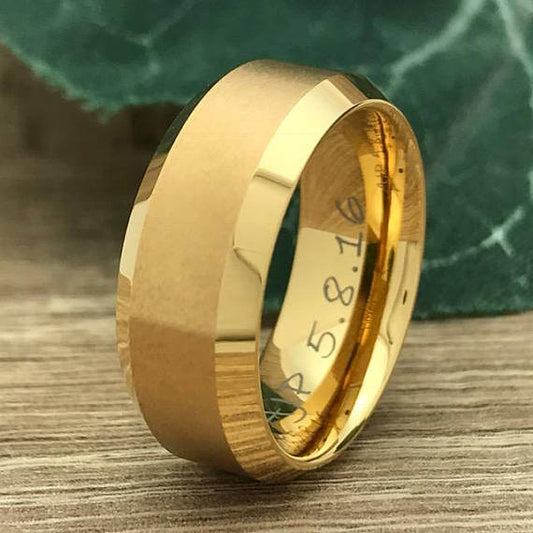 8mm Personalized Titanium Ring Wedding Band Matte Comfort Fit Ring for Men Women Customized Promise Ring Size 7-14 TRB264