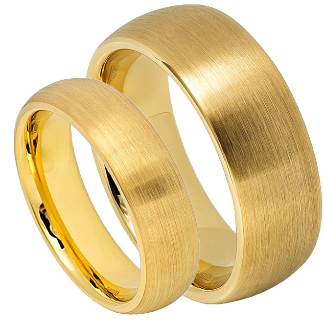 8mm/6mm Tungsten Rings, Personalized His & Hers Couples Rings, Anniversary Ring Set TCR355