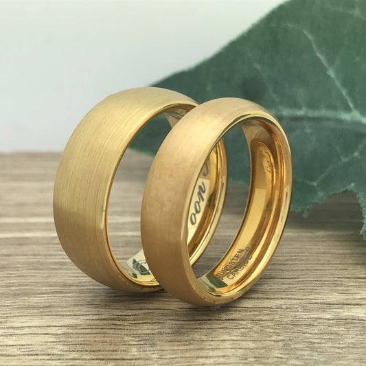 8mm/6mm Personalized Tungsten Rings, His & Hers Couples Rings, Anniversary Ring Set TCR321