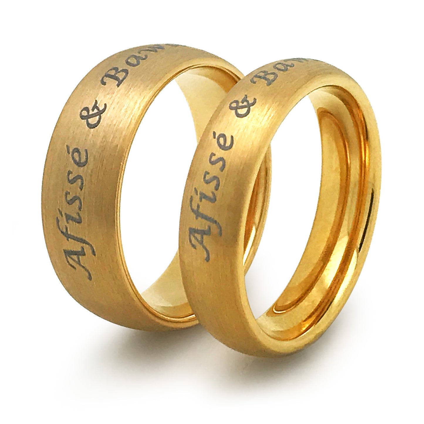 8mm/6mm Personalized Tungsten Rings, His & Hers Couples Rings, Anniversary Ring Set TCR321