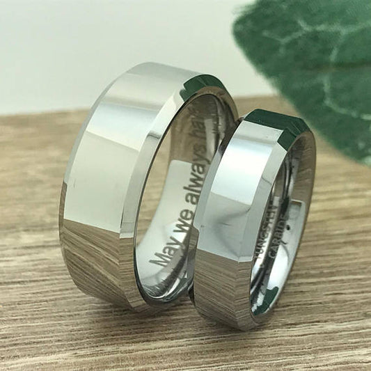 His & Hers 8MM/6MM Tungsten Carbide Wedding Band Ring Set Personalized Anniversary Rings TCR339
