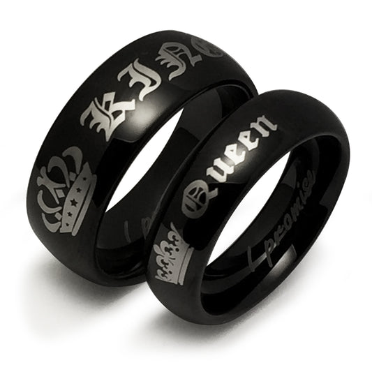8mm/6mm Personalized His & Hers Tungsten Ring, Couples Ring Set, Comfort Fit TCR353