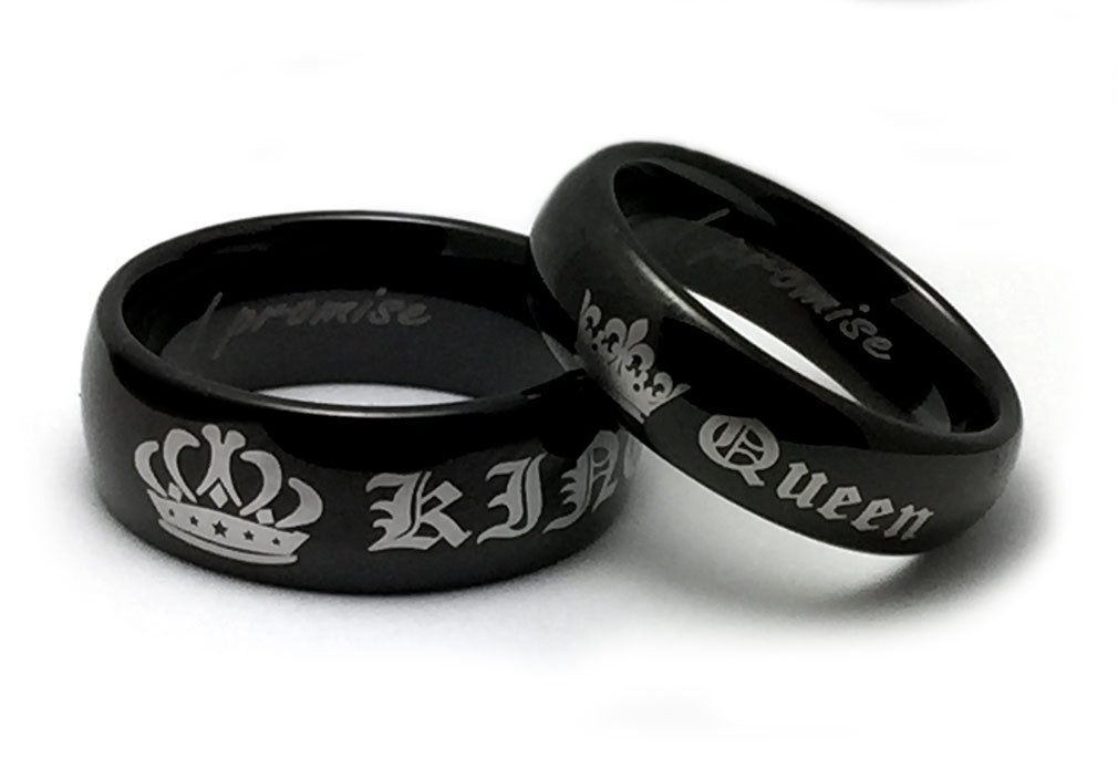 8mm/6mm Personalized His & Hers Tungsten Ring, Couples Ring Set, Comfort Fit TCR353