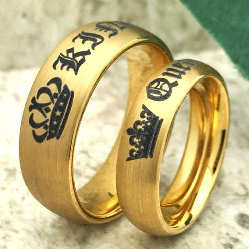 8mm/6mm Tungsten Rings, Personalized His & Hers Couples Rings, Anniversary Ring Set TCR355