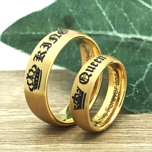 8mm/6mm Tungsten Rings, Personalized His & Hers Couples Rings, Anniversary Ring Set TCR355