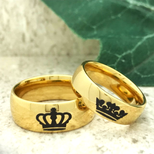 8mm/6mm Tungsten Rings, Personalized His & Hers Couples Rings, Anniversary Ring Set TCR382