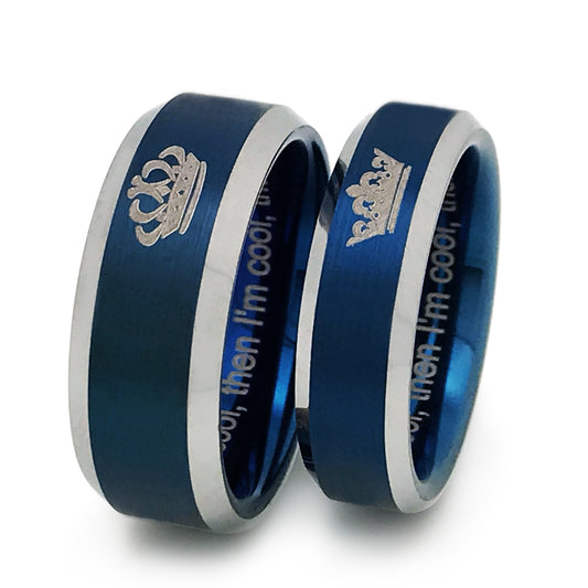 8mm/6mm King and Queen Rings, Personalized His & Hers Tungsten Ring, Couples Ring Set, Comfort Fit TCR383