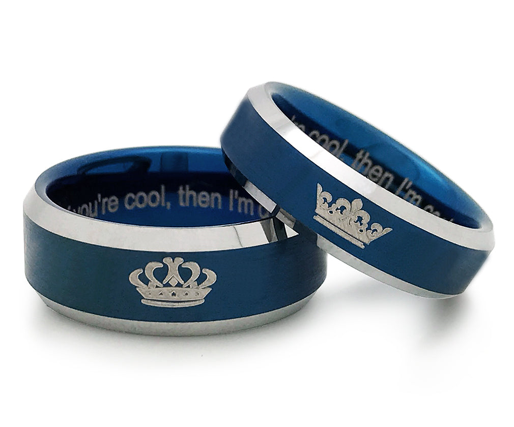 8mm/6mm King and Queen Rings, Personalized His & Hers Tungsten Ring, Couples Ring Set, Comfort Fit TCR383