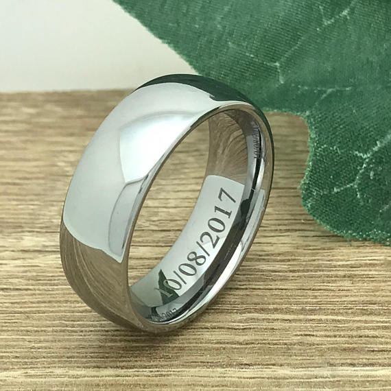 8mm Personalized Tungsten Ring for Men Classic Dome Tungsten Carbide Engagement Wedding Band Customized Promise Ring TCR405