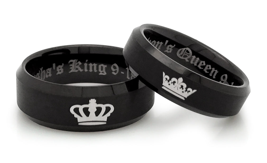 8mm/6mm King and Queen Rings, Personalized His & Hers Titanium Wedding Band Ring, Couples Ring Set TCR411 (Copy)