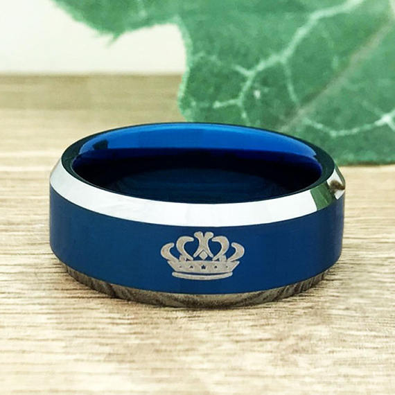 8mm/6mm King and Queen Rings, Personalized His & Hers Tungsten Ring, Couples Ring Set, Comfort Fit TCR383