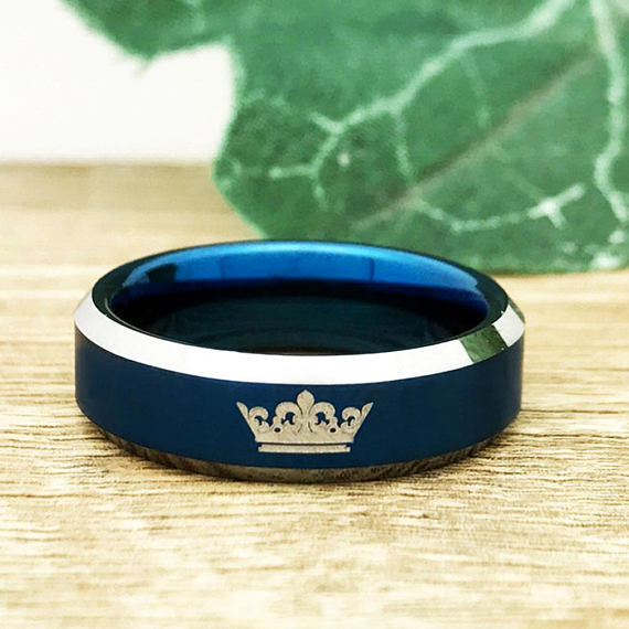 8mm/6mm King and Queen Rings, Personalized His & Hers Tungsten Ring, Couples Ring Set, Comfort Fit TCR383