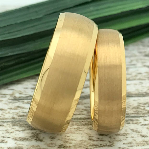 8mm/6mm Tungsten Rings, Personalized His & Hers Couples Rings, Anniversary Ring Set TCR445