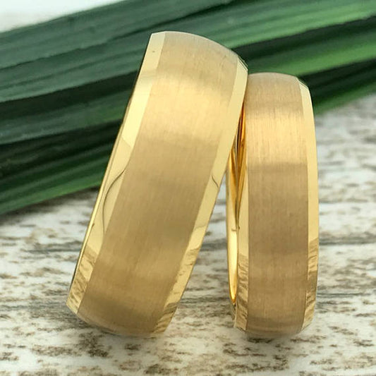 8mm/6mm Tungsten Rings, Personalized His & Hers Couples Rings, Anniversary Ring Set TCR445