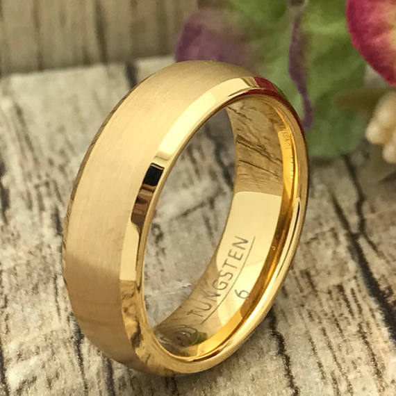 8mm/6mm Tungsten Rings, Personalized His & Hers Couples Rings, Anniversary Ring Set TCR445