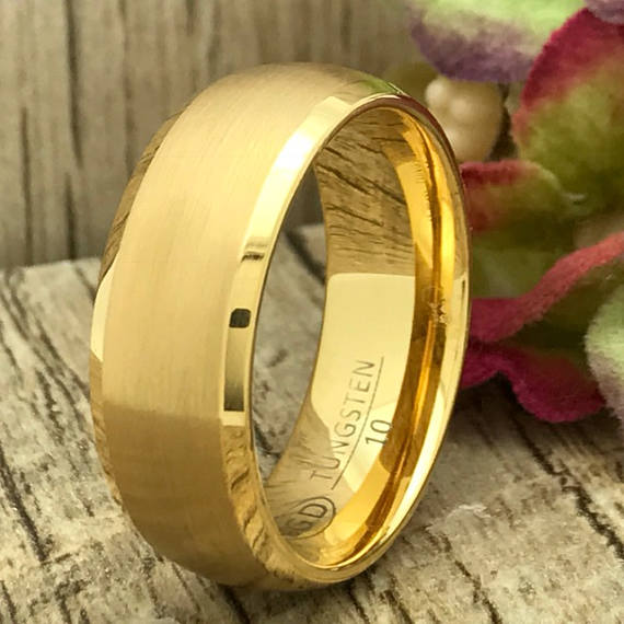 8mm/6mm Tungsten Rings, Personalized His & Hers Couples Rings, Anniversary Ring Set TCR445