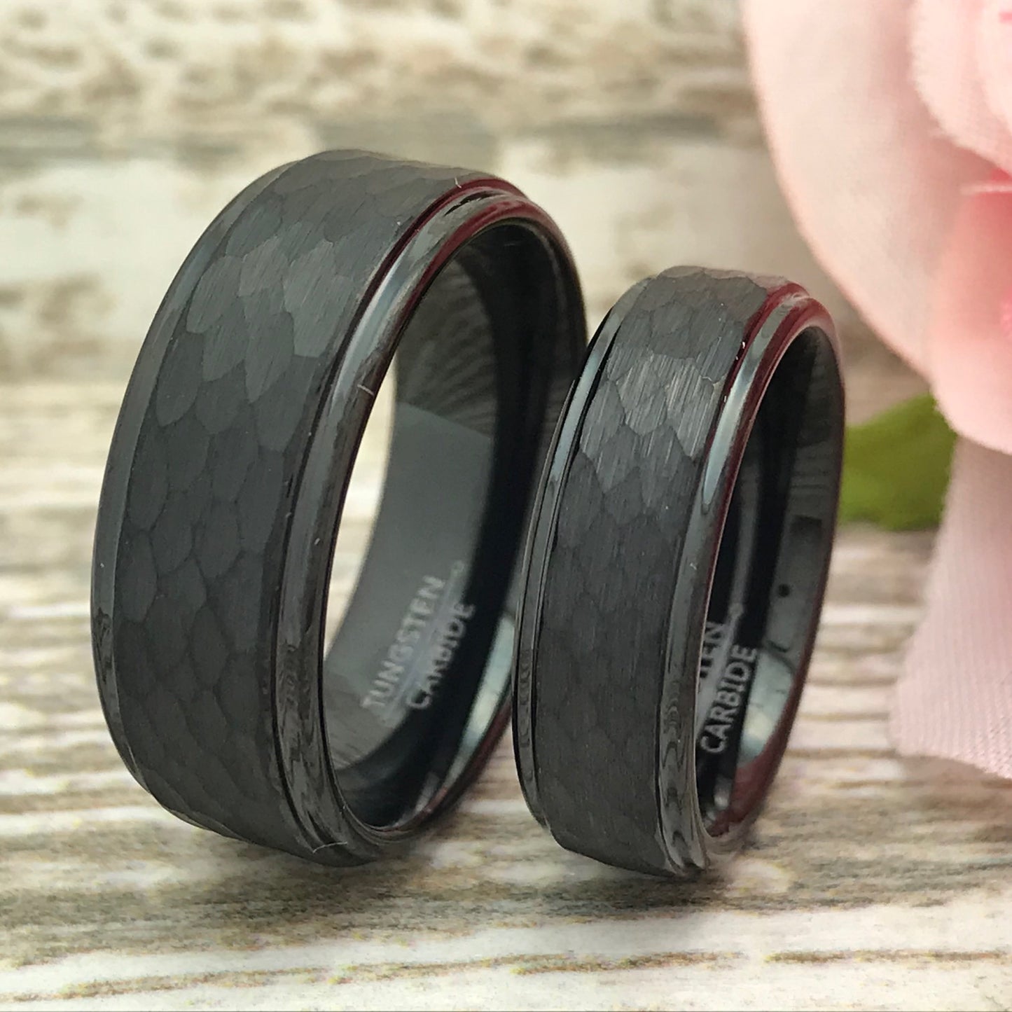 8mm/6mm Personalized His & Hers Tungsten Ring, Couples Ring Set, Anniversary Rings TCR496
