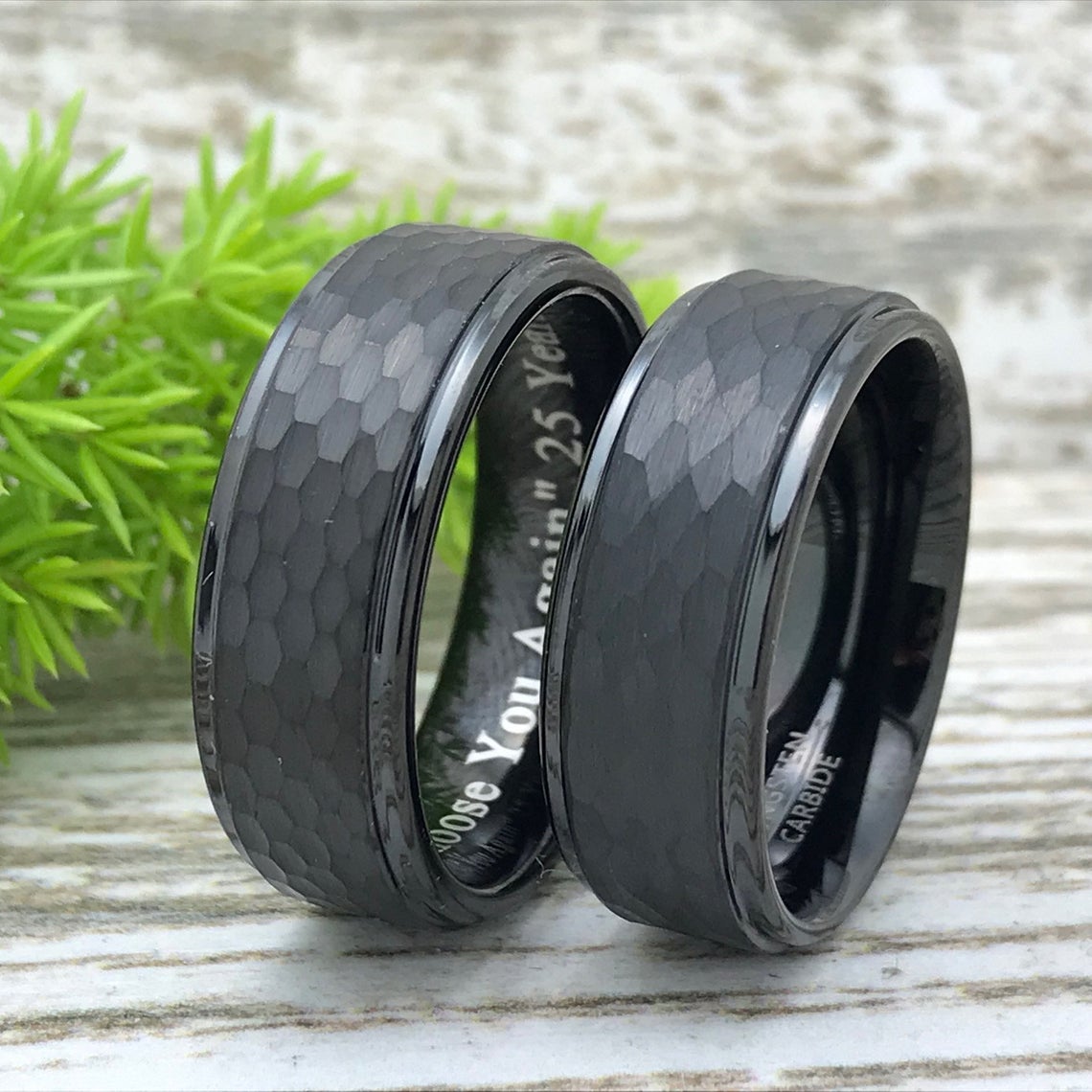 8mm/6mm Personalized His & Hers Tungsten Ring, Couples Ring Set, Anniversary Rings TCR496