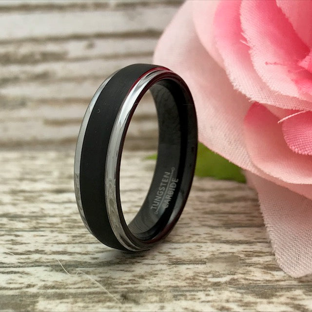 8mm/6mm Personalized His & Hers Tungsten Ring, Couples Ring Set, Anniversary Rings TCR516