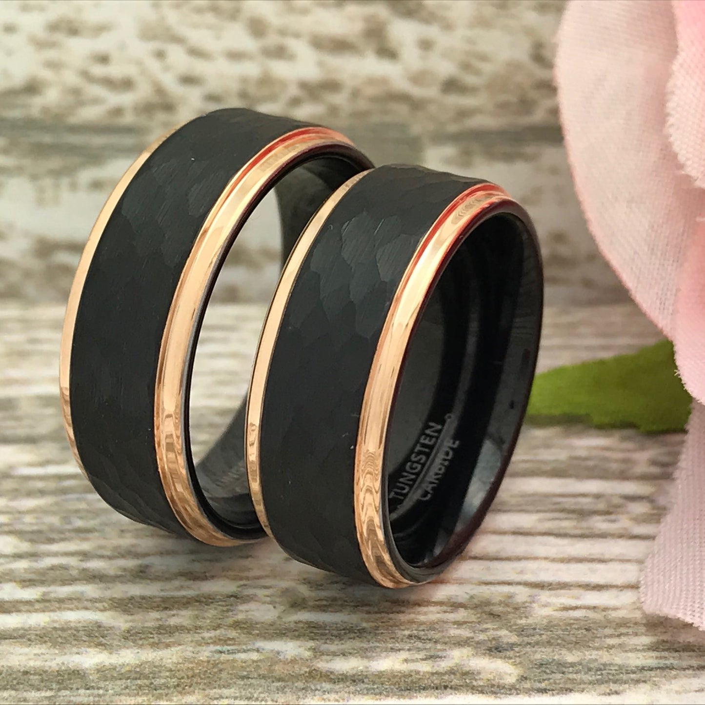 His & Hers Couples Ring Set, Personalized Tungsten Rings, Couples Ring Set, 8mm Anniversary Rings TCR513