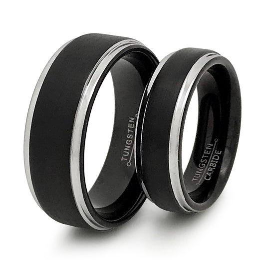 8mm/6mm Personalized His & Hers Tungsten Ring, Couples Ring Set, Anniversary Rings TCR516