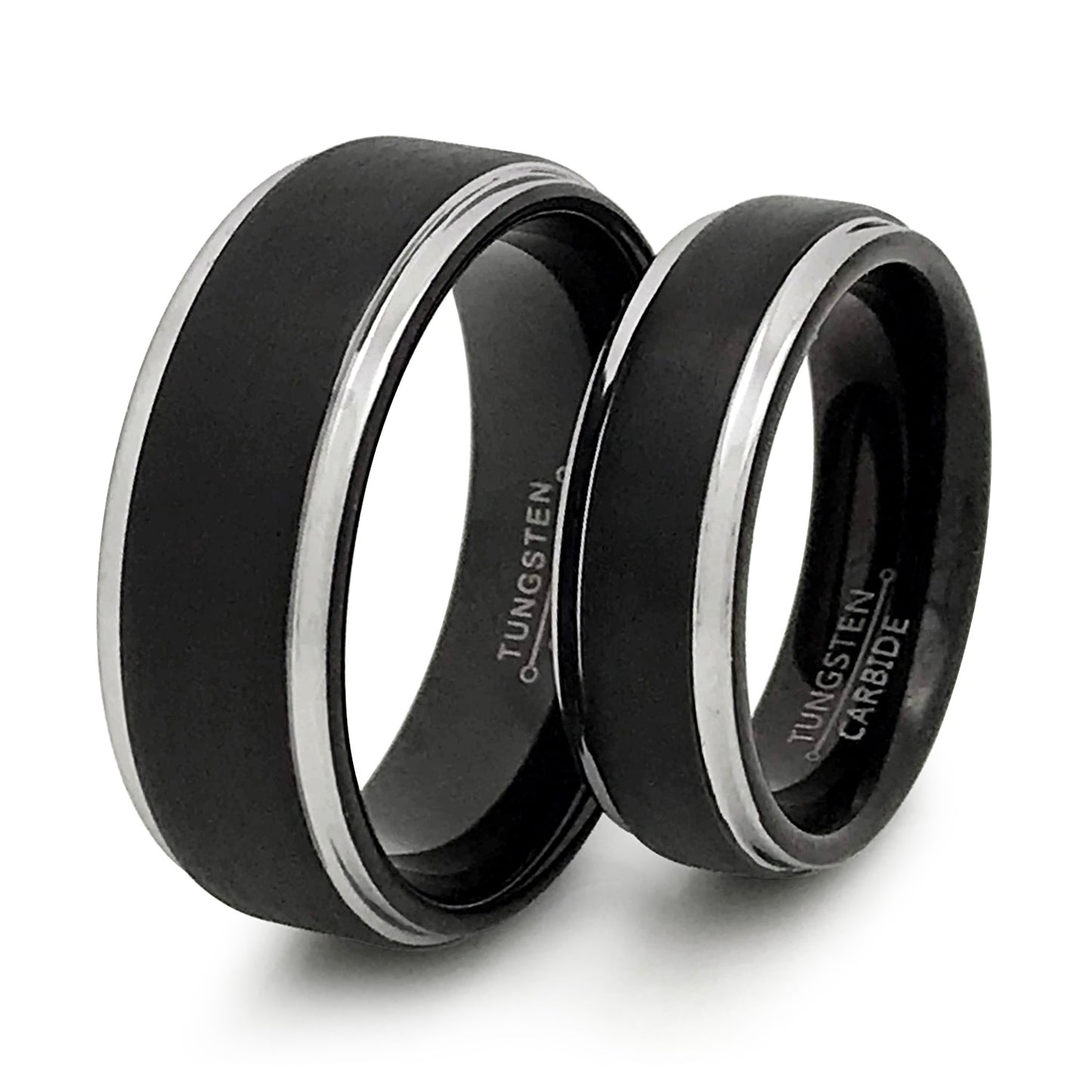 8mm/6mm Personalized His & Hers Tungsten Ring, Couples Ring Set, Anniversary Rings TCR516