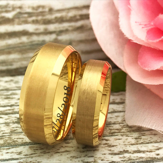8MM/6MM Tungsten Wedding Rings, Personalized His & Hers Couples Ring Set, Anniversary Ring Set TCR519 (Copy)