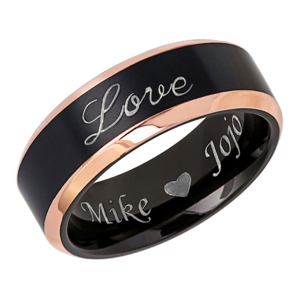 His & Hers Couples Ring Set, Personalized Tungsten Rings, Couples Ring Set, 8mm/6mm Anniversary Ring Set TCR539