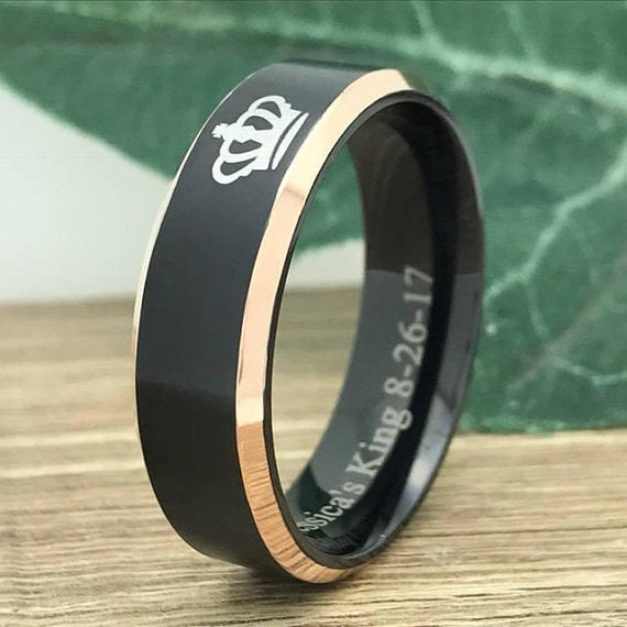 His & Hers Couples Ring Set, Personalized Tungsten Rings, Couples Ring Set, 8mm/6mm Anniversary Ring Set TCR539