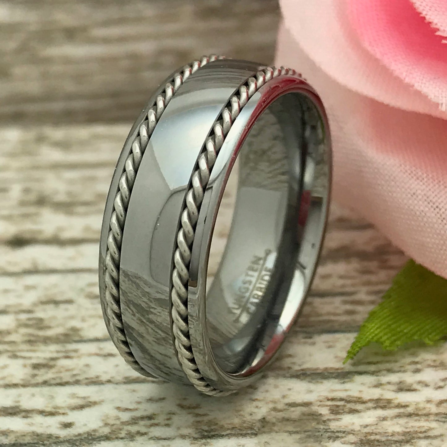 8MM His & Her Couples Ring Set, Personalized Tungsten Rings, Couples Ring Set, Anniversary Rings TCR624