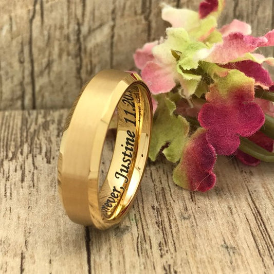 6mm Personalized Titanium Ring Wedding Band Matte Comfort Fit Ring for Men Women Customized Promise Ring Size 7-14 TRB282