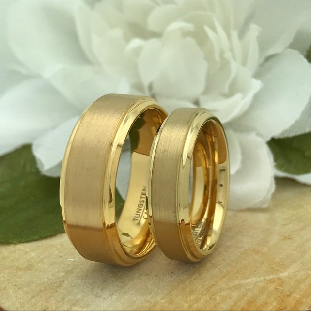 8MM/6MM Titanium Wedding Rings, Personalized His & Hers Couples Ring Set, Anniversary Ring Set TRB413